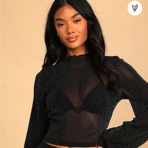 XS Black Sheer Crop Top